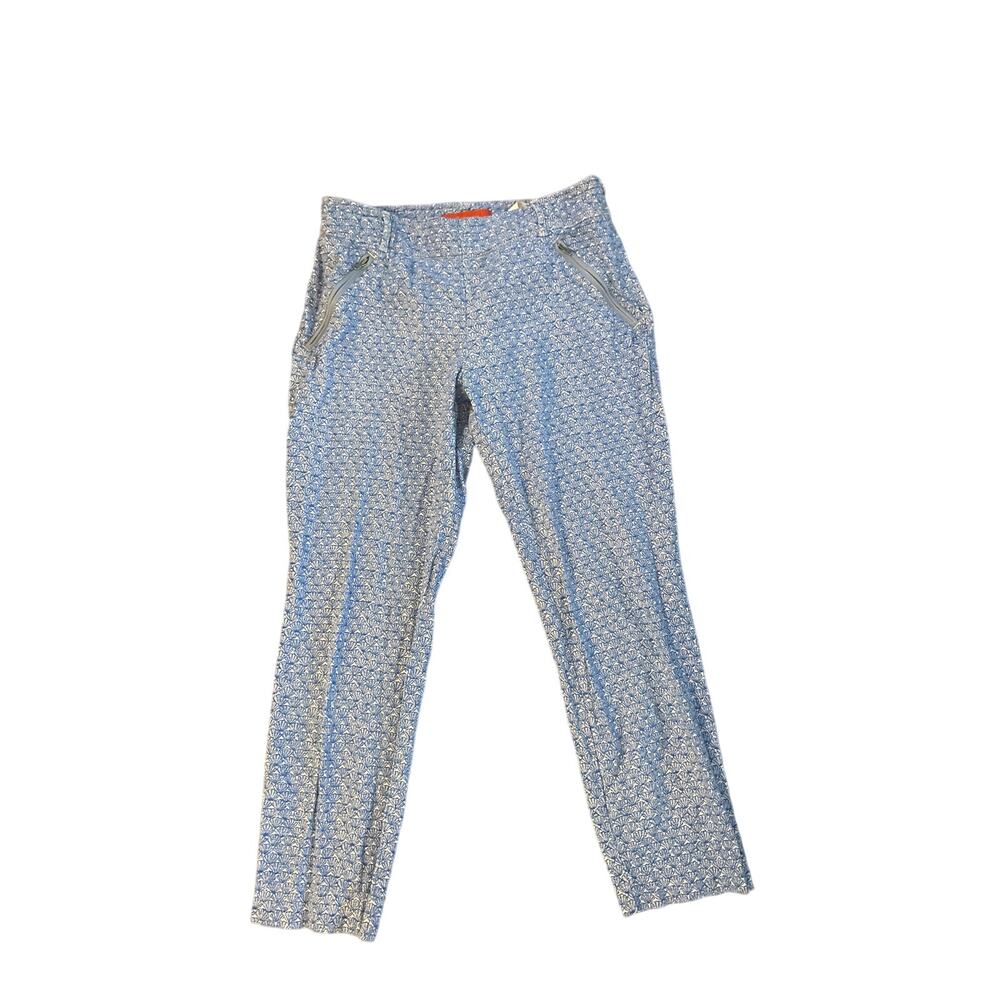 Women 4 Anthropologie Cartonnier Charlie Trouser Cropped Ankle Pants Blue Print